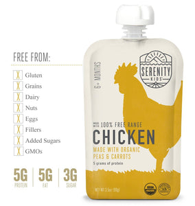 Free Range Chicken Baby Food Pouch with Organic Peas and Car
